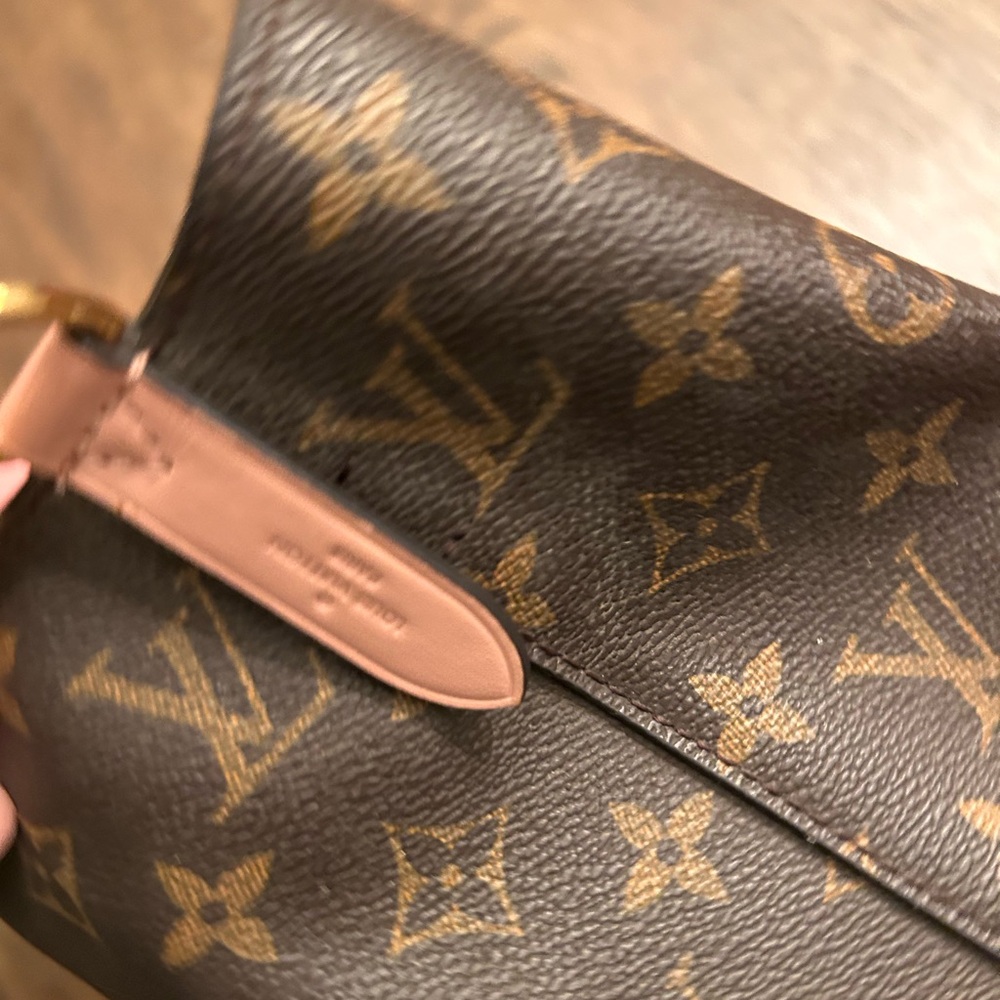Louis Vuitton Monogram Drawstring Shoulder Bag in Brown with Pink Trim - Picture 12 of 16